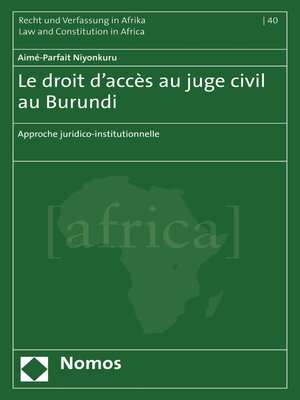 cover image of Le droit d'accès au juge civil au Burundi